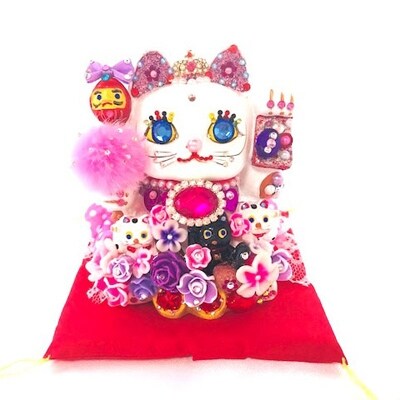 金運親子招福ジュエリー招き猫エリザベス S 赤座布団付き お礼品詳細 ふるさと納税なら さとふる