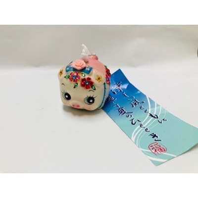 風鈴デコ豚(ピンク)