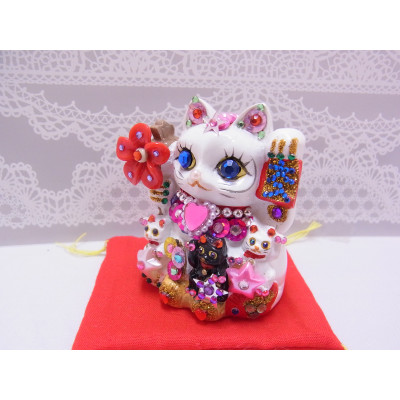 金運ゴージャス(SS) 可愛いインテリア招き猫(赤)