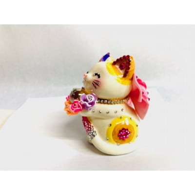 風水ハッピーキャット貯金箱　天使の贈り物(M) イエロー