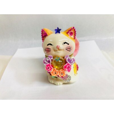 風水ハッピーキャット貯金箱　天使の贈り物(M) イエロー