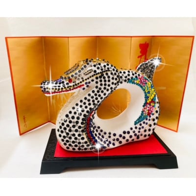 2024年(きのえたつどし)黒龍:屏風台座付き開運置物