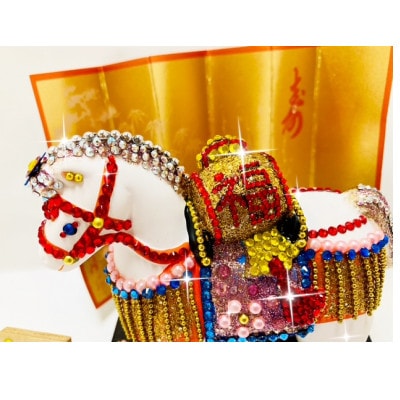 2026年丙午金運小槌馬(屏風、台、木札付き)1点