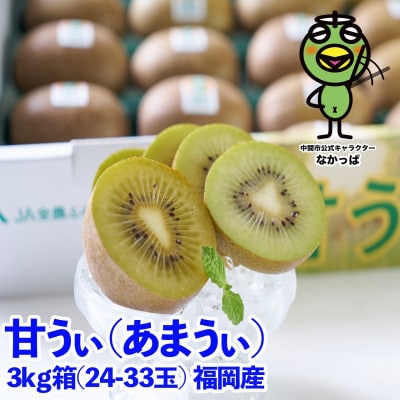 福岡限定!ブランドキウイ「甘うぃ(あまうぃ)」約3kg箱(24-33玉)(中間市)
