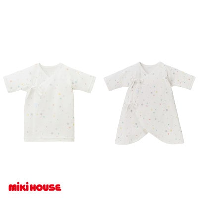 ミキハウス　ピュアベール星柄ニットガーゼ肌着2点セット