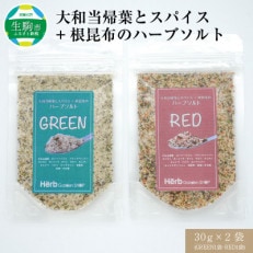 大和当帰葉とスパイス+根昆布のハーブソルト30g&times;2袋(GREEN1袋・RED1袋)