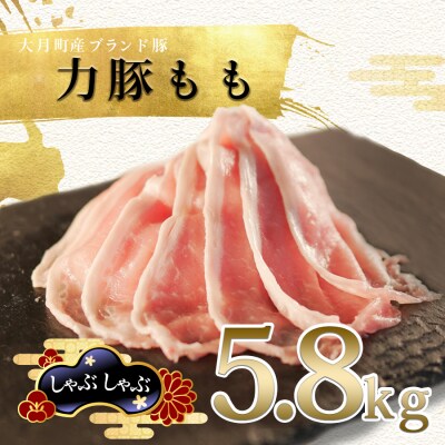 【高知県 大月町産ブランド豚】力豚もも　しゃぶしゃぶ5.8kg