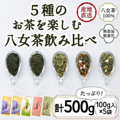 八女茶100% お茶の世界を楽しむ!5種の茶葉飲み比べセット 100g×5袋