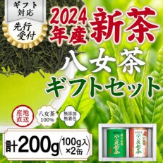 【2024年産 先行受付】八女茶100% 八十八夜新茶 100g缶詰&times;2 ギフト対応