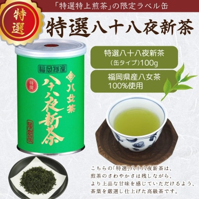 【2025年産 先行受付】八女茶100% 特選八十八夜新茶 100g缶詰×2 ギフト包装