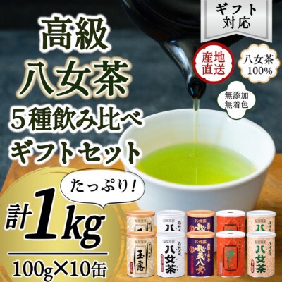 【ギフト対応】八女茶100% 産地の香りを閉じ込めた高級茶缶詰5種 100g×10缶