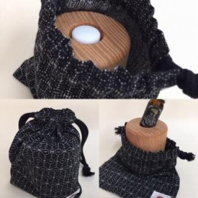 思い出アロマ トラベルセット UKB【甘夏精油/アロマウッド　臼(九州産かえで)/巾着袋　黒】