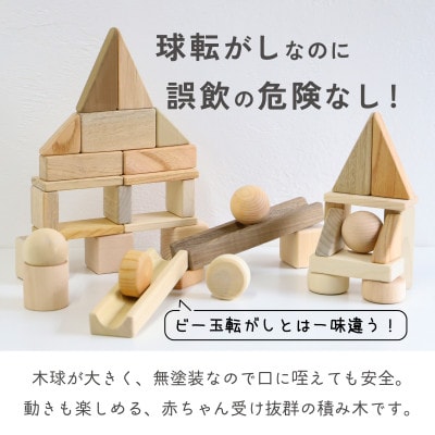 フタ付版・まあるい形の入った積み木(37ピース)【隈本コマ】