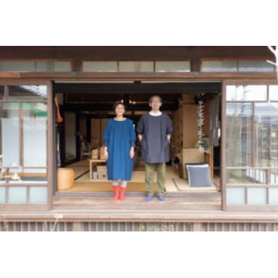 【割烹着:身丈85cm】無地 ブルー　KAPPOGI-085