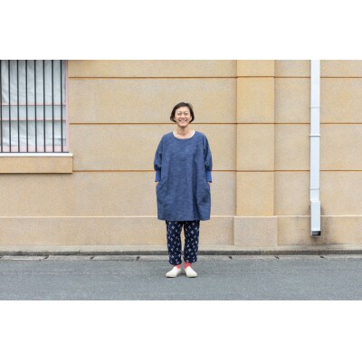 【割烹着:身丈85cm】無地 サックスブルー KAPPOGI-085