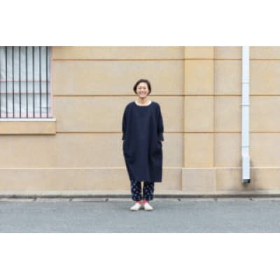 【割烹着:身丈103cm】 無地 ネイビー　KAPPOGI-103