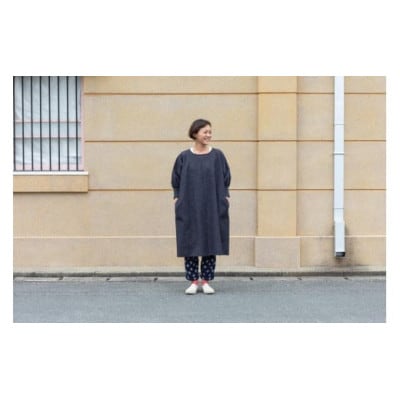 【割烹着:身丈103cm】無地 グレー　KAPPOGI-103