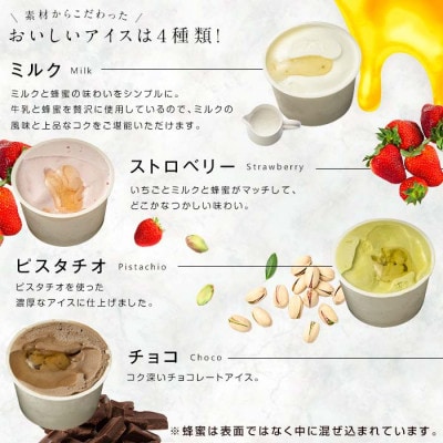 【冷凍】 かの蜂 はちみつアイス 12個 セット (4種 各90ml×3個)