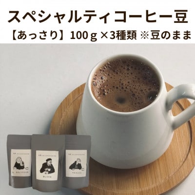 スペシャルティコーヒー豆100g×3種類【あっさり】※豆のまま