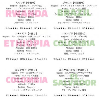 スペシャルティコーヒー豆100g×3種類【あっさり】※豆のまま