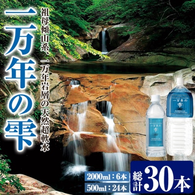 ミネラルウォーター 一万年の雫 軟水 (500ml×24本・2L×6本) 