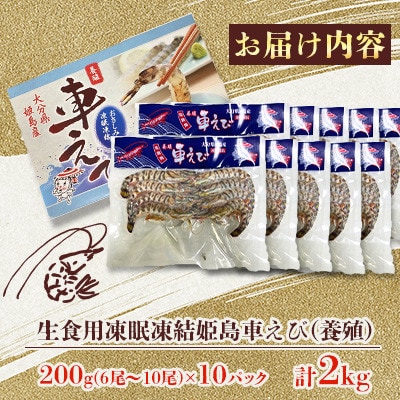生食用凍眠凍結姫島車えび(養殖)約200g(6尾～10尾)×10パック A5