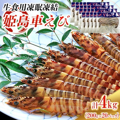 生食用凍眠凍結姫島車えび(養殖)約200g(6尾～10尾)×20パック A10