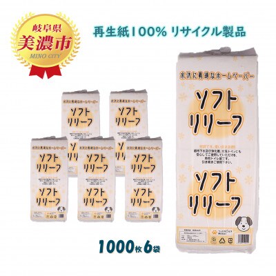 【2ヵ月毎定期便】ちり紙【リリーフ】1000枚x6袋 全3回
