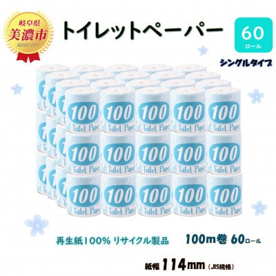 【2ヵ月毎定期便】トイレットペーパー【長尺100m】60ロール 青ラベル全3回