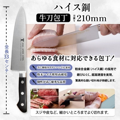 ハイス鋼シリーズ 包丁 2本セット 牛刀210mm ペティナイフ 135mm 竹内刃物製作所 岐阜県