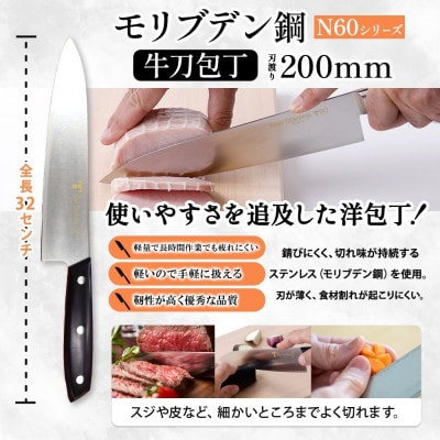 N60シリーズ 包丁 2本セット 牛刀 200mm ペティナイフ 120mm 竹内刃物製作所 岐阜県