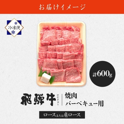 【 飛騨牛 】ロースor肩ロース 焼き肉・BBQ用 計600g 黒毛和牛 養老ミート(牛脂付)