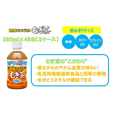 【毎月定期便】伊藤園の健康ミネラルむぎ茶 280mlペット×48本(24本×2ケース)全6回