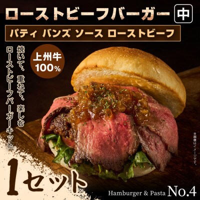 【おうちで簡単 本格バーガー!】パティ×バンズの手作りローストビーフバーガーキット中×1セット
