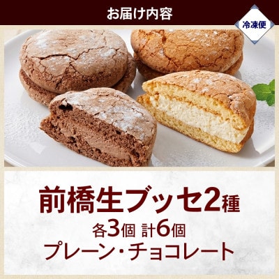 前橋生ブッセ プレーン・チョコ 2種×各3個(計6個) 群馬県前橋市