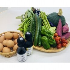 新鮮野菜と 卵10個・卵かけ醤油2本セット