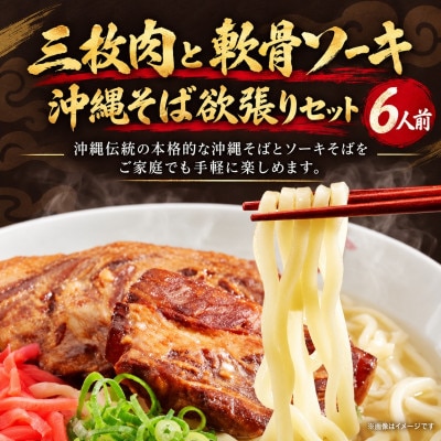 【与那覇食品】沖縄そば 欲張り6人前セット ソーキ肉&三枚肉入り
