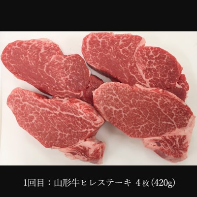 【定期便3回】山形産 山形牛ステーキ 3回お届け!  FY23-454