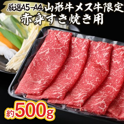 厳選 A5-A4 山形牛 メス牛 限定 赤身すき焼き用 約500g FZ22-252