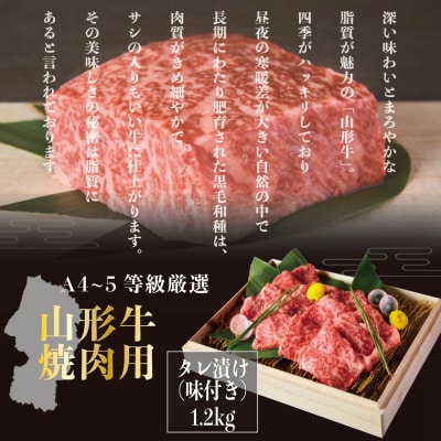 A4～5等級!厳選! 山形牛 焼肉用 特製焼肉タレ漬け 1.2kg FZ23-979