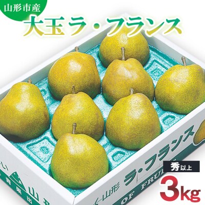 山形市産 大玉ラ・フランス 秀 以上 3kg (7玉～10玉) FZ20-502