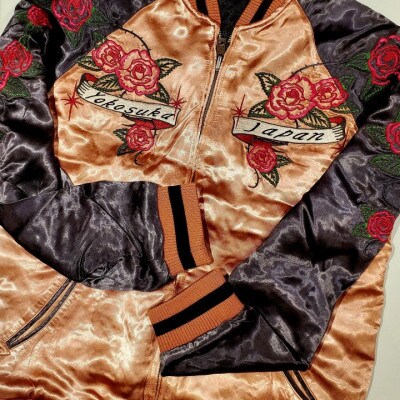 横須賀薔薇とレッドタイガー柄刺リバーシブルスカジャンMサイズ