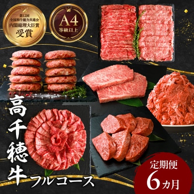 宮崎県産黒毛和牛A4等級以上 高千穂牛フルコース(6ヶ月定期便)