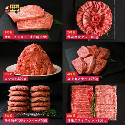 宮崎県産黒毛和牛A4等級以上 高千穂牛フルコース(6ヶ月定期便)