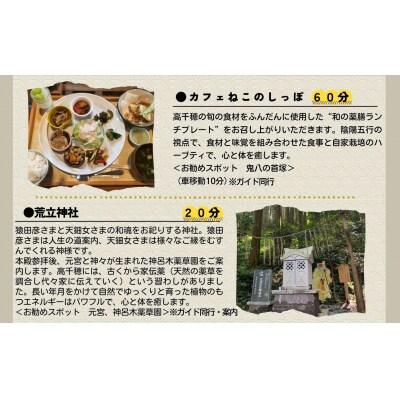 聖なる地、高千穂で心と体の癒し体験!&おススメの開運スポット巡り4時間コース 2名様