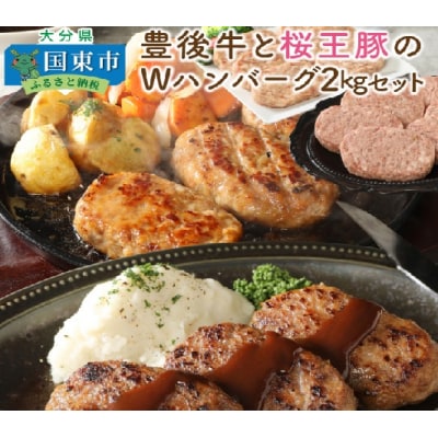 豊後牛と桜王豚のWハンバーグ2kgセット_1485R