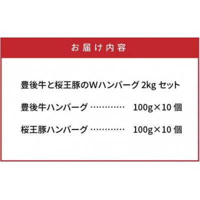 豊後牛と桜王豚のWハンバーグ2kgセット_1485R
