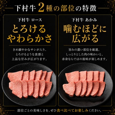 東浦町産黒毛和牛『下村牛』焼肉2種食べ比べセット(C)計500g(ロース・あかみ各250g)