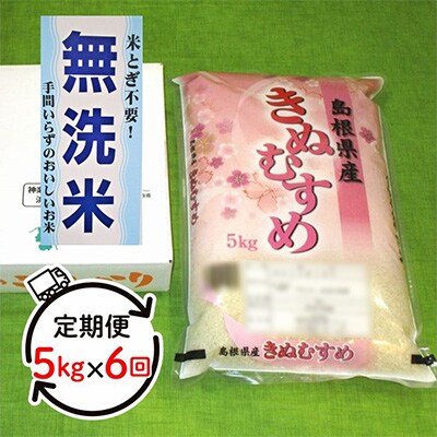 【毎月定期便】無洗米　石見地方産きぬむすめ 5kg 全6回