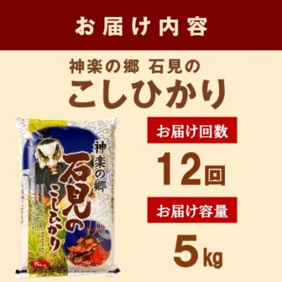 【毎月定期便】神楽の郷 石見のこしひかり　5kg全12回